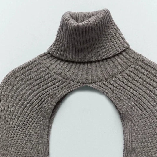 ZARA - women's ribbed knit Arm warmers high neck Gray long sleeves size M Accessories - Accessories