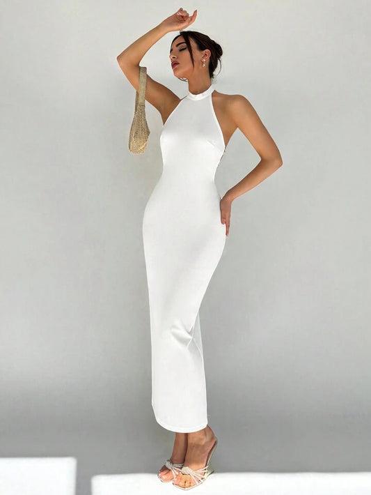 Womens sexy party dress elegant deep v neck evening gown