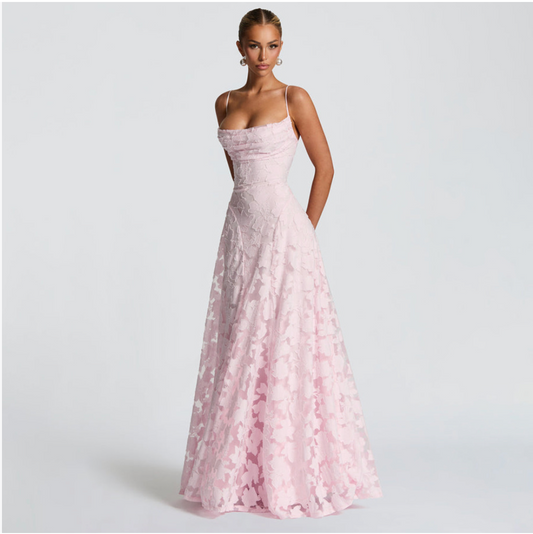 European and American style 2025 summer new cross-border women's clothing sexy suspender chiffon temperament backless evening dress dress