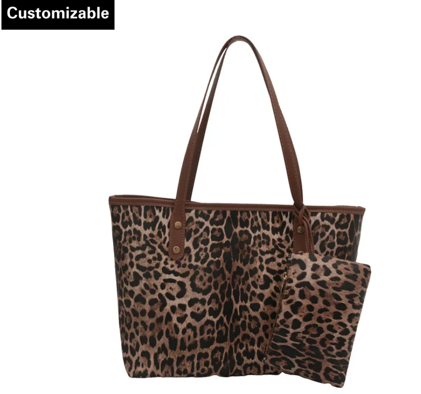 Fashion Leopard Printed Large Capacity Tote Bag Sets