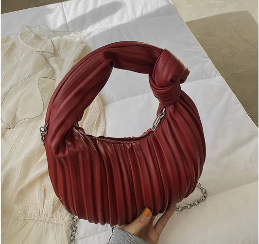 Women Fashion Casual Solid Color Pleated Soft Knot Dumpling Handbag