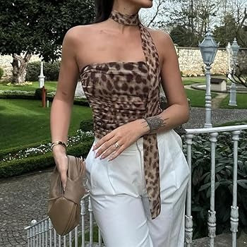 Sexy Summer Women Fashion Street Hot Girl Leopard Scarf Sexy Slim Tube Top