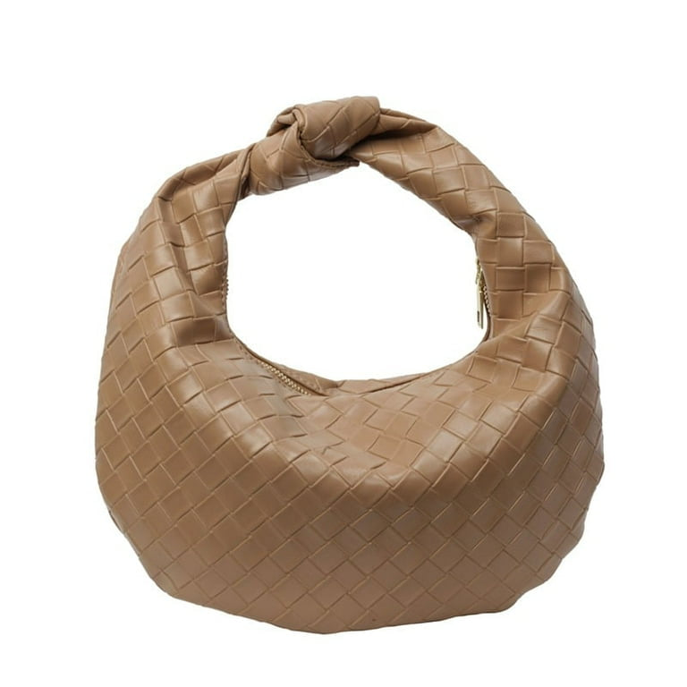 Women Fashion Casual Solid Color Woven Dumpling Handbag