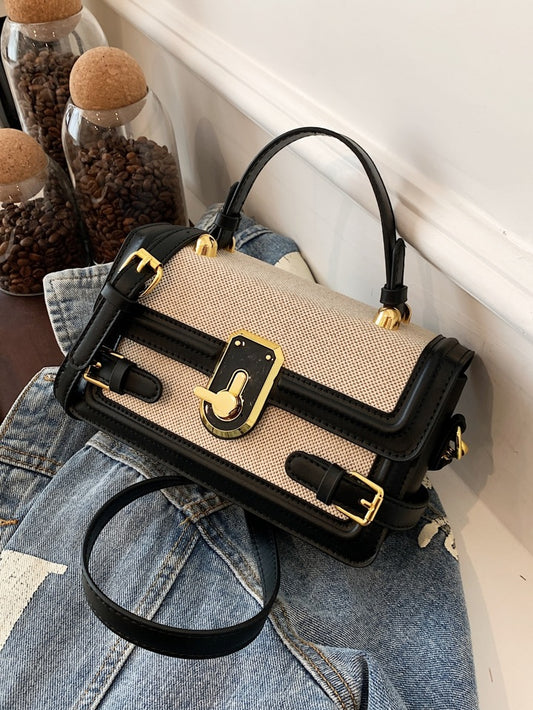Women Fashion Contrast Color Square Shoulder Bag