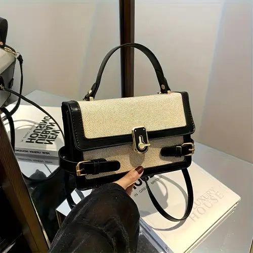 Women Fashion Contrast Color Square Shoulder Bag