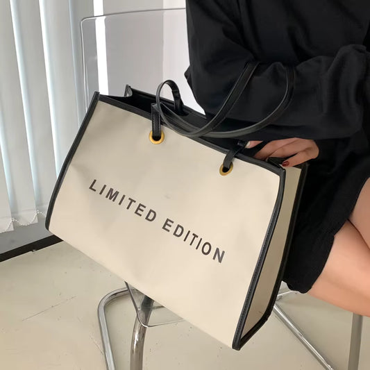 Women'S Fashion Letter Print Canvas Large Capacity Tote Bag