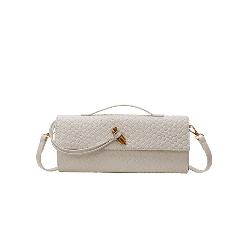 Cross-border new woven baguette bags texture retro handbag simple soft leather one-shoulder cross-body women's bag