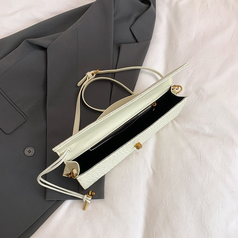 Cross-border new woven baguette bags texture retro handbag simple soft leather one-shoulder cross-body women's bag