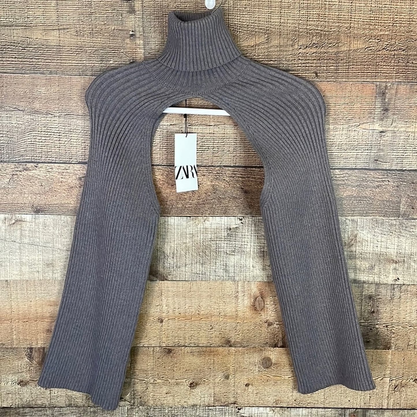 ZARA - women's ribbed knit Arm warmers high neck Gray long sleeves size M Accessories - Accessories