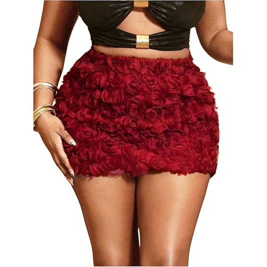 Women Fashion Sexy Creative Solid Color Floral Skirt