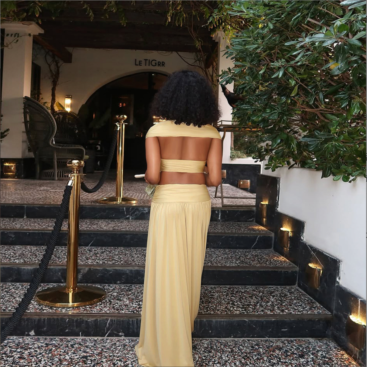 2025O European and American cross-border autumn new women's clothing fashion sexy chest exposed navel sexy temperament long skirt two-piece set