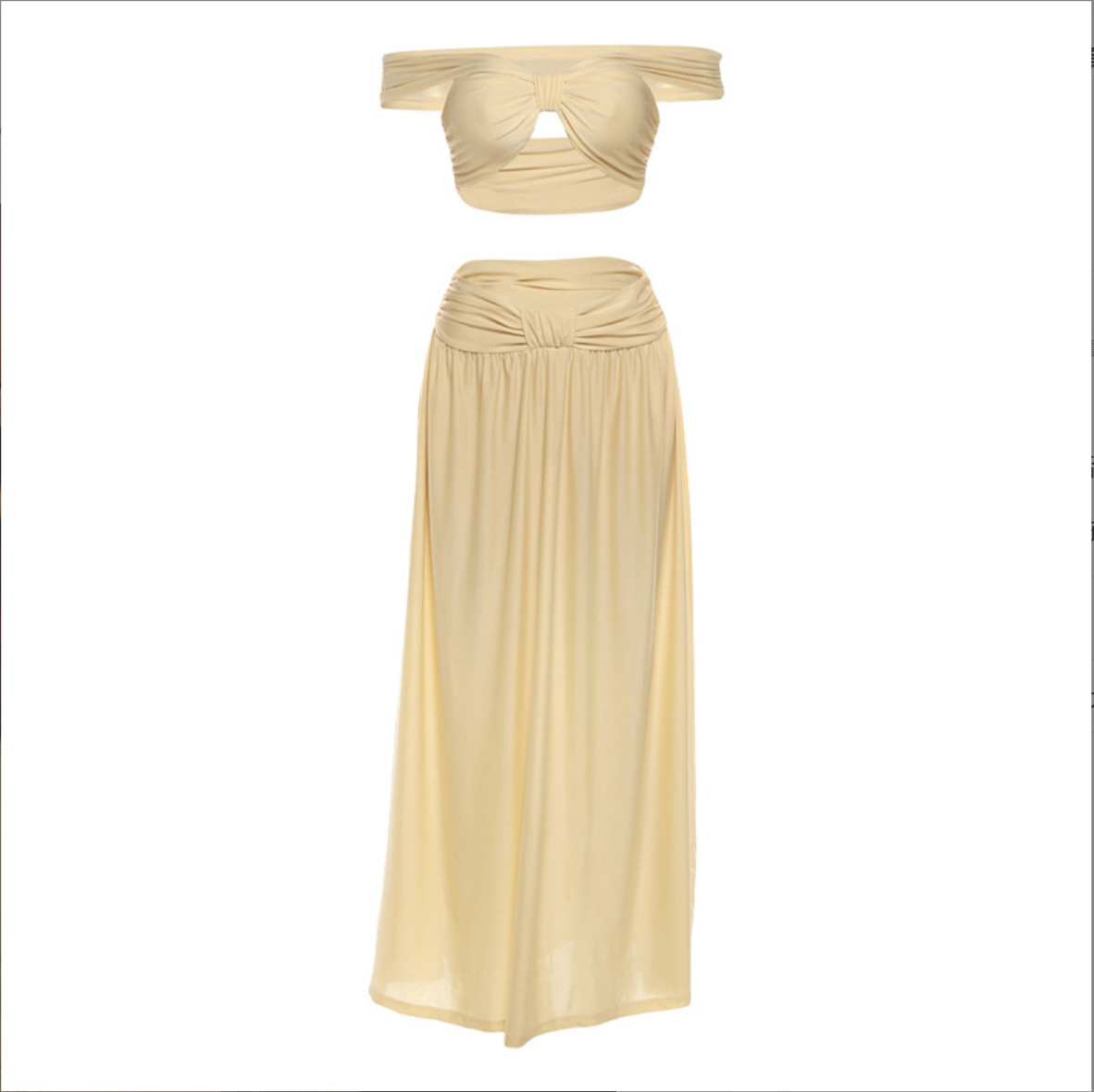 2025O European and American cross-border autumn new women's clothing fashion sexy chest exposed navel sexy temperament long skirt two-piece set