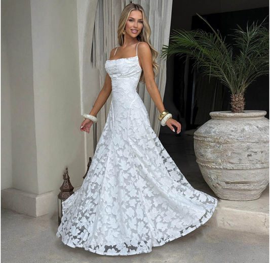 European and American style 2025 summer new cross-border women's clothing sexy suspender chiffon temperament backless evening dress dress