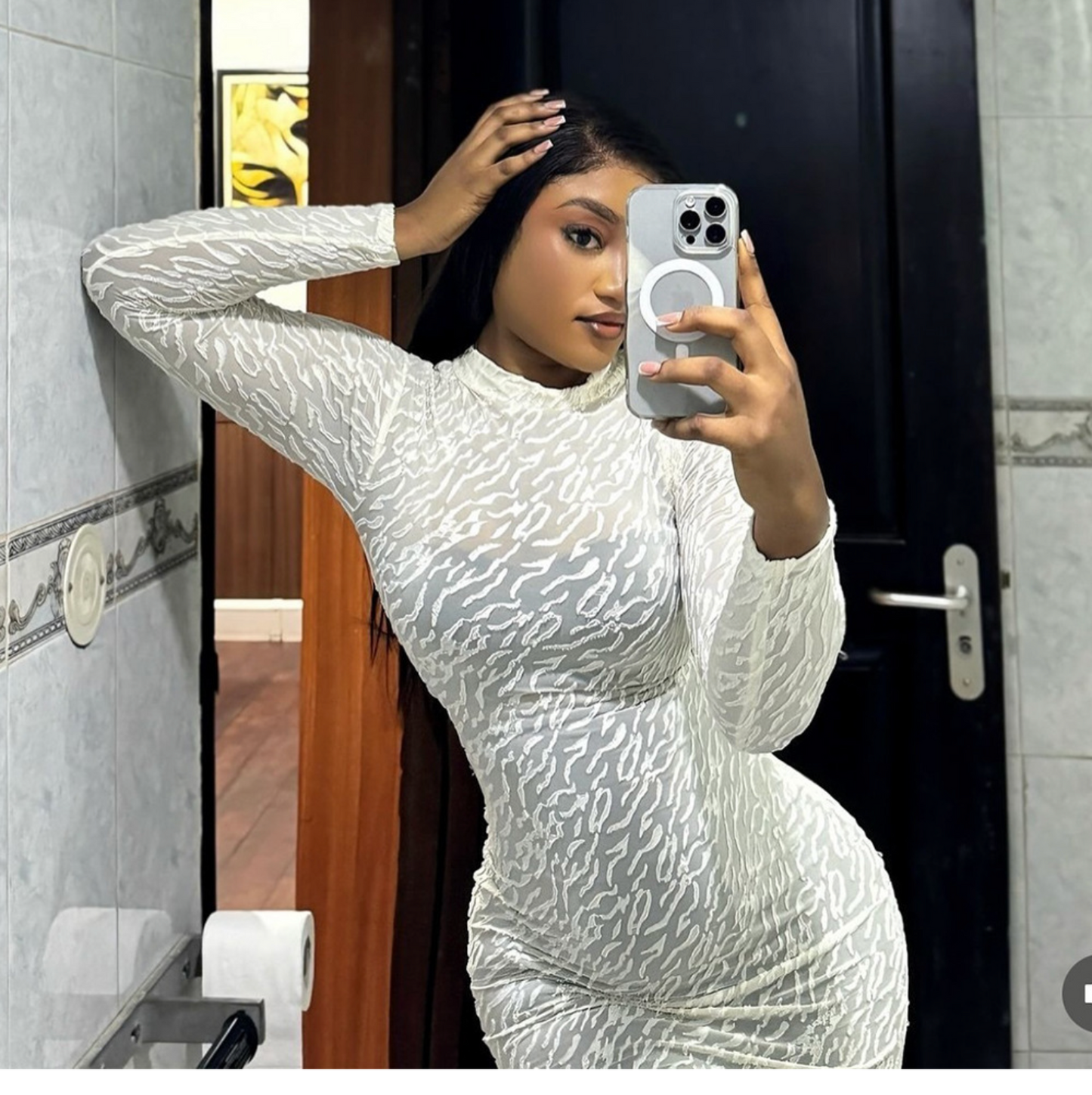 Freit 2024 Autumn New Cross-border Exclusive Round-neck Long-sleeved Plush Slim European and American Dress Women