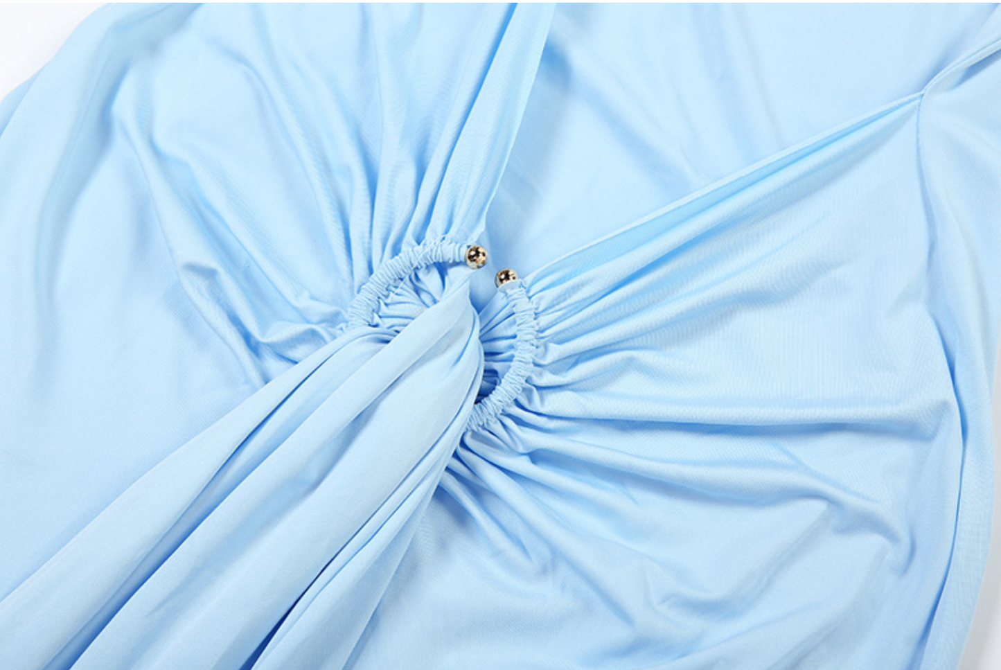 European and American 2025 new summer women's clothing temperament elegant decorative ring buckle solid color long-sleeved hip tight tie long skirt