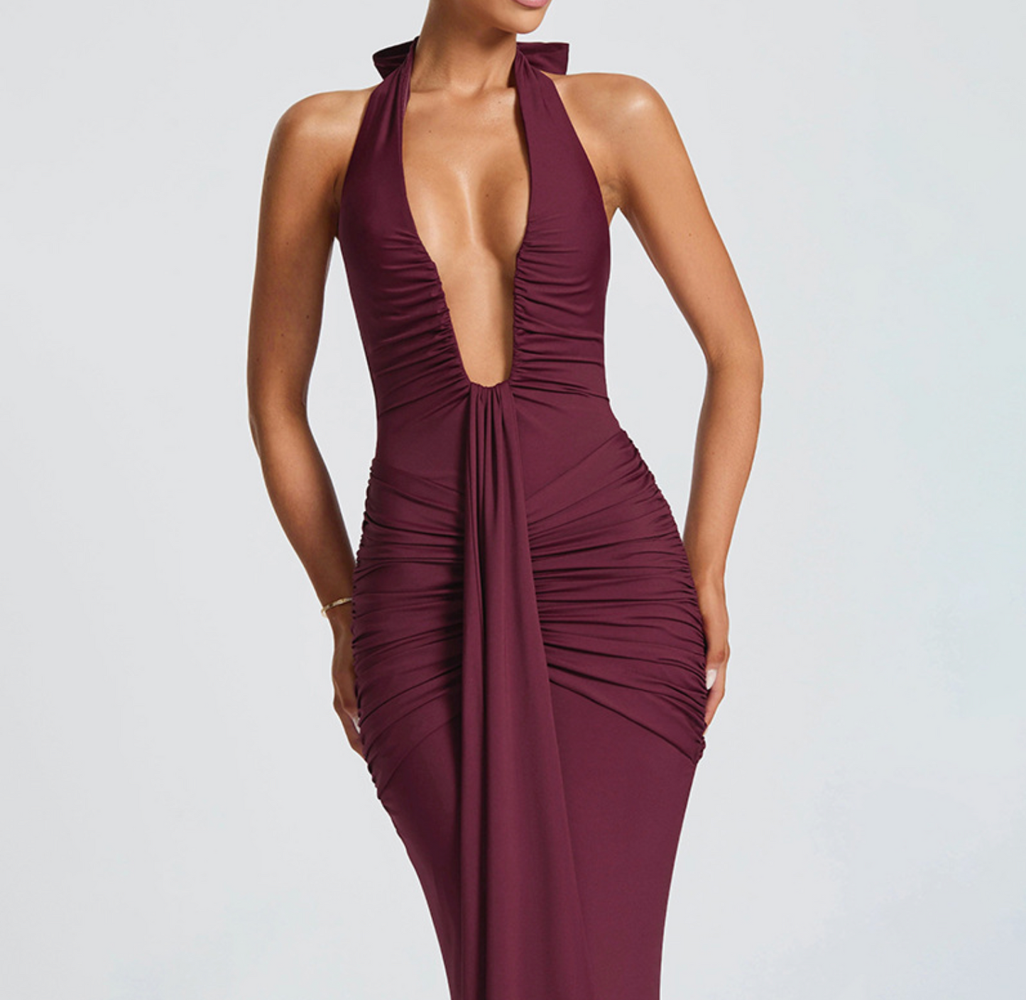 Foreign Trade Cross-border Women's Clothing Elegant Neck V-neck Backless Lace Pleated Long Skirt Dress Women