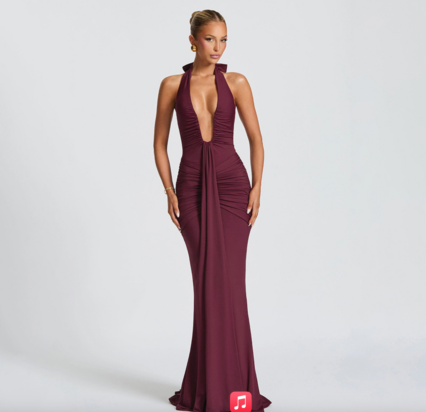 Foreign Trade Cross-border Women's Clothing Elegant Neck V-neck Backless Lace Pleated Long Skirt Dress Women