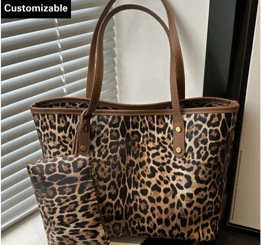 Fashion Leopard Printed Large Capacity Tote Bag Sets