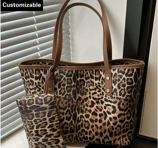 Fashion Leopard Printed Large Capacity Tote Bag Sets