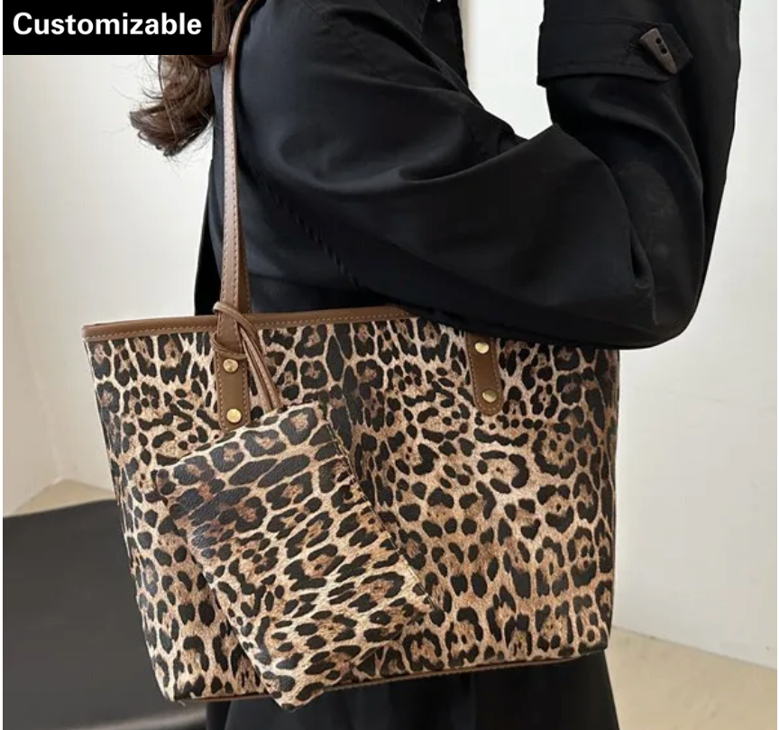 Fashion Leopard Printed Large Capacity Tote Bag Sets