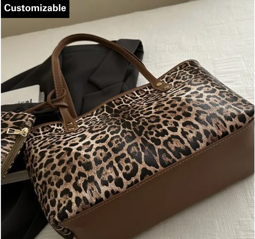 Fashion Leopard Printed Large Capacity Tote Bag Sets