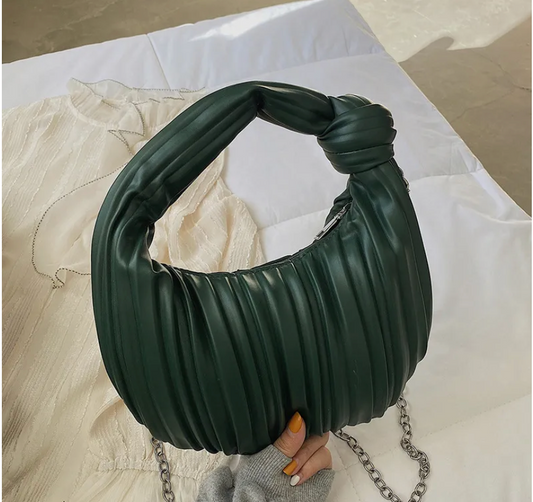 Women Fashion Casual Solid Color Pleated Soft Knot Dumpling Handbag