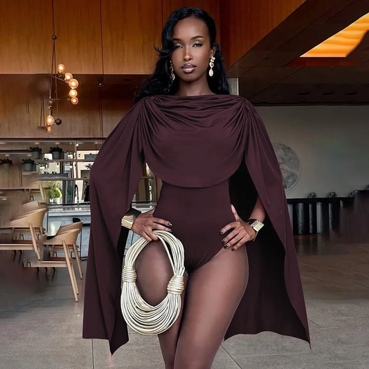 Swing Collar Long-Sleeve Slim-Fit Bodysuits