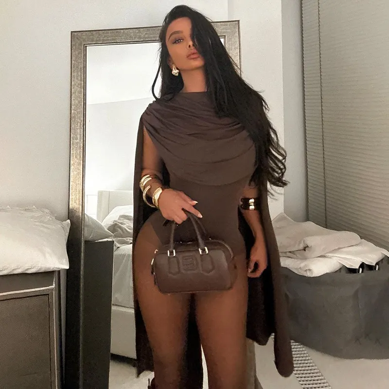 Swing Collar Long-Sleeve Slim-Fit Bodysuits